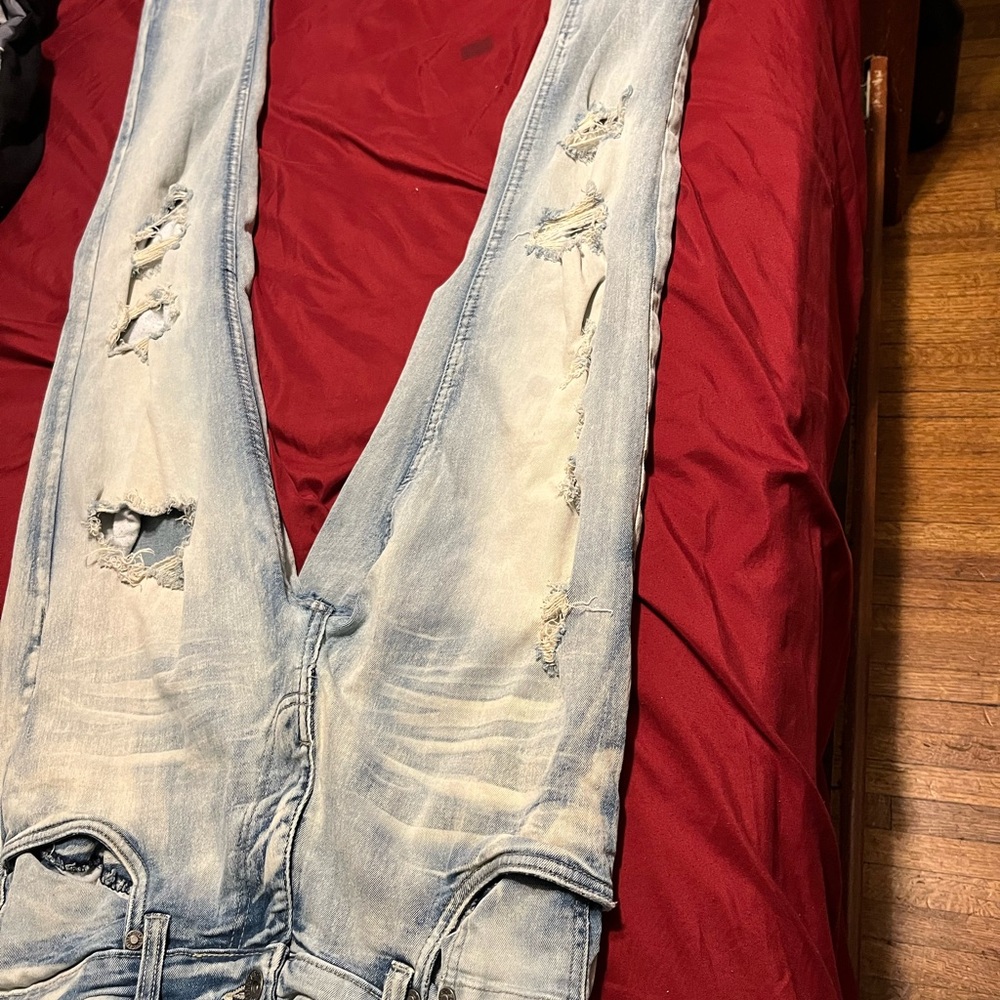 & Other Stories Light Blue Distressed Slim Jeans